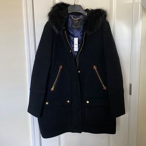 Brand new w/tags black J. Crew chateau parka in Italian wool